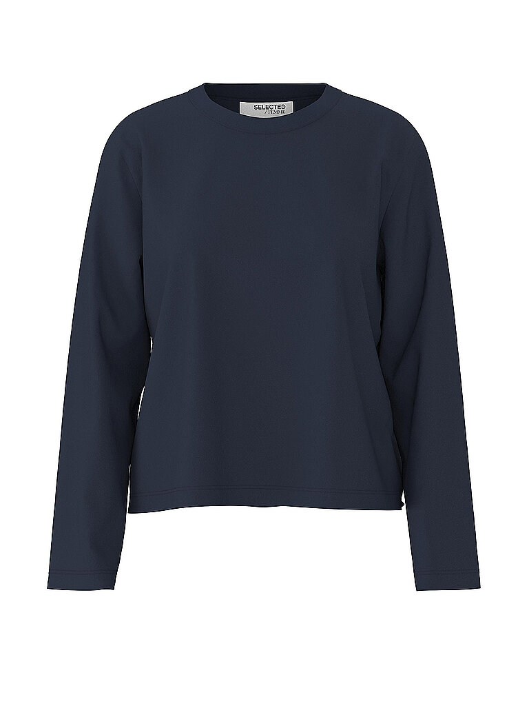 Selected Essential Boxy Long Sleeve T-Shirt Dark Sapphire XL